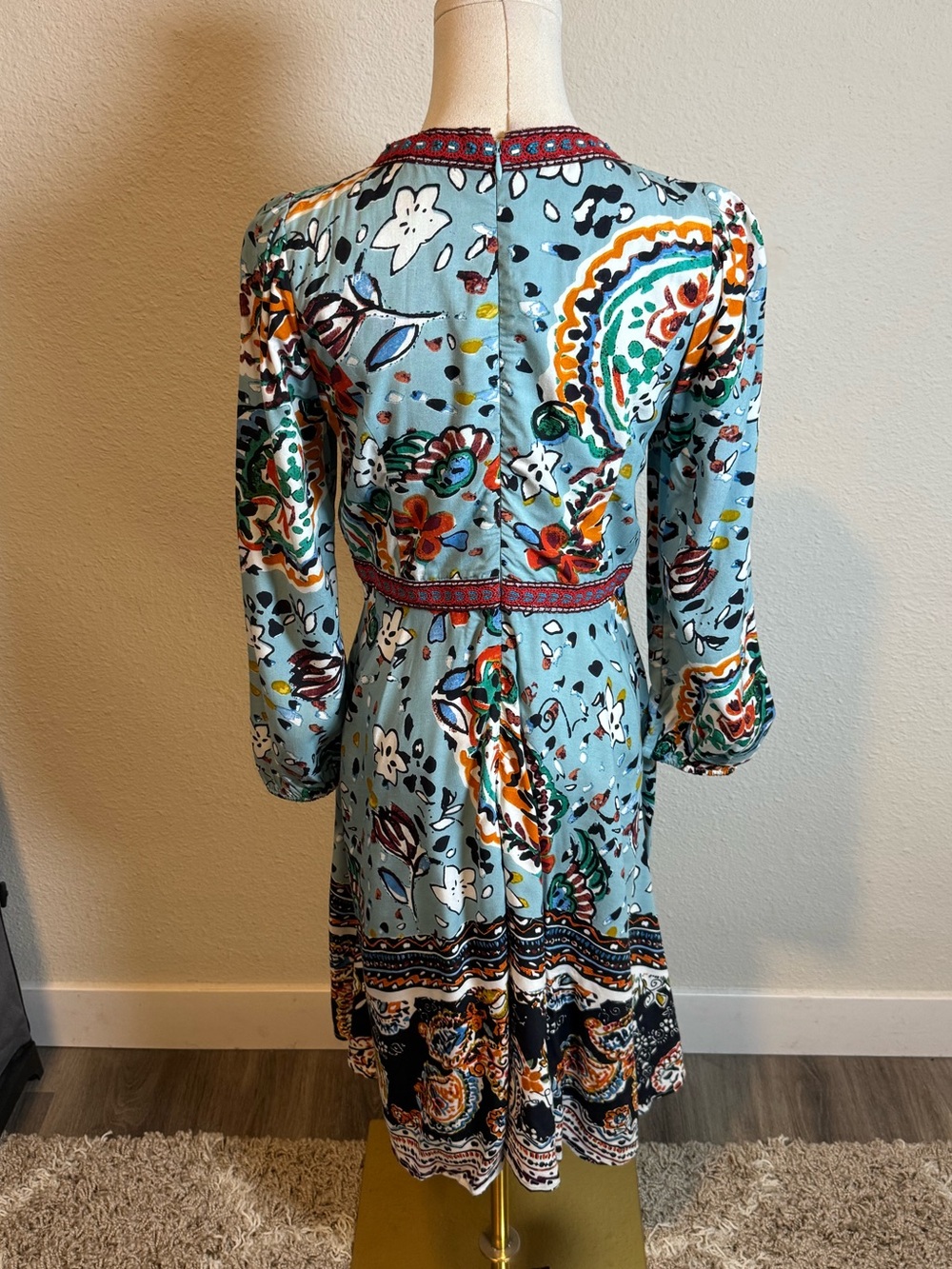 Akemi + Kin Anthropologie Beaded Boho V-Neck Mini Dress size 4 - Picture 6 of 16